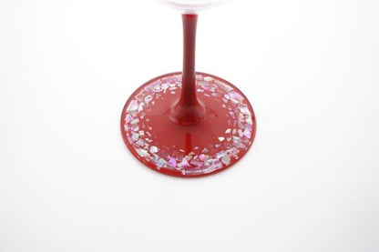 "Raden" Lacquer Coated Crystal Wineglass 365ml - Stone Walls Pattern (red)