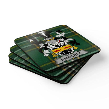 Rafferty Family Crest Green Plaid Coasters