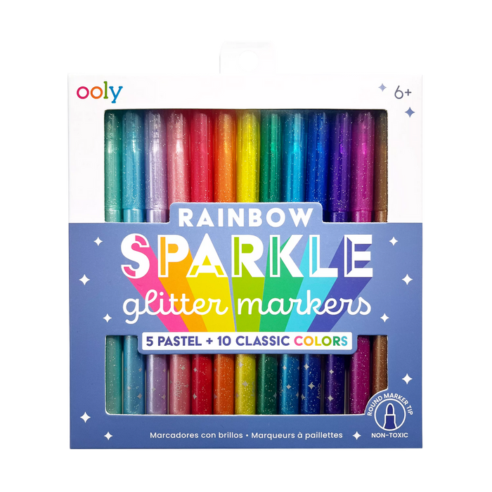 Rainbow Sparkle Glitter Markers | Set Of 15