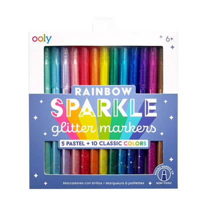 Rainbow Sparkle Glitter Markers | Set Of 15