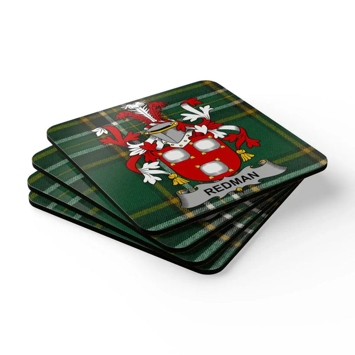 Redman Plaid Design Square Coasters Set