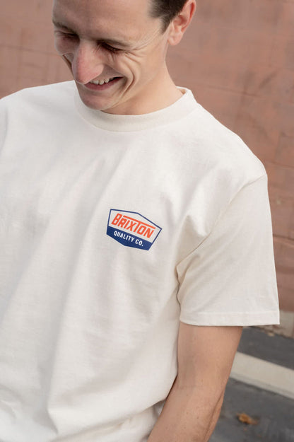 Men's Regal Star Short Sleeve Standard T-Shirt in the color Cream/Navy/Red - Men's Front View