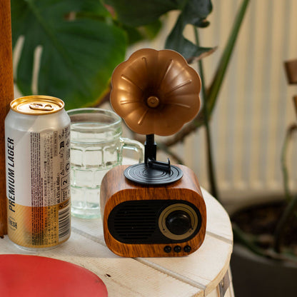 Retro Mini Gramophone Speaker - Bluetooth & FM Radio - 5 watt x 1 🇬🇧