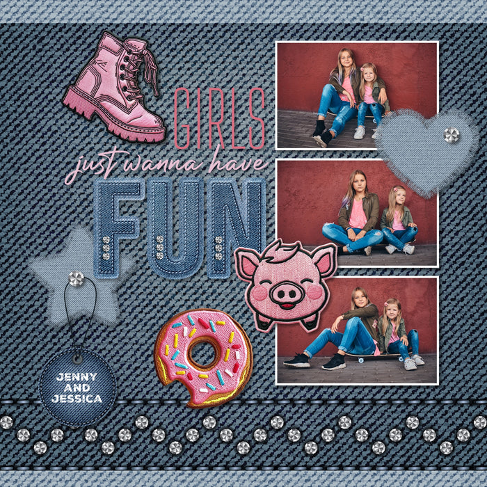 Retro Patches Digital Scrapbook Bundle