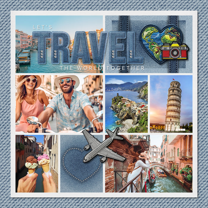 Retro Patches Travel Digital Scrapbook Kit