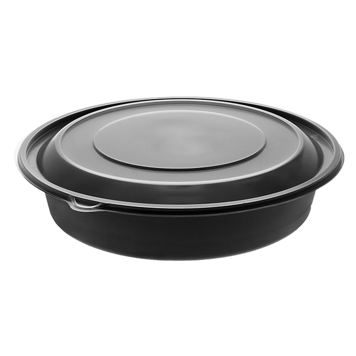 RitePak - 9" 48 Oz Black Round MFPP Container and PP Lid, 150/Cs - MC0948B