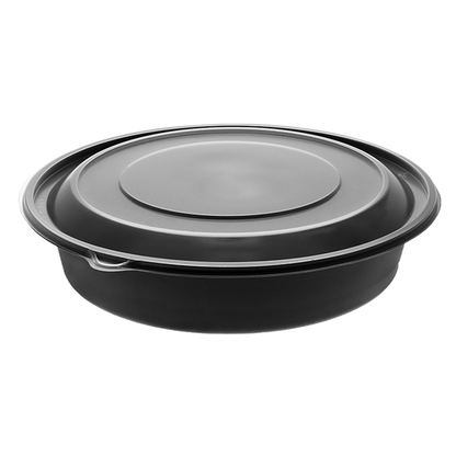 RitePak - 9" 48 Oz Black Round MFPP Container and PP Lid, 150/Cs - MC0948B