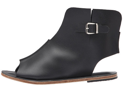Rodeo Blvd black, handmade leather sandals boot with side buckle  - Side View