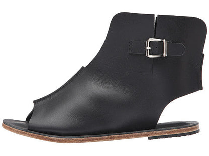 Rodeo Blvd black, handmade leather sandals boot with side buckle  - Side View
