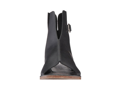 Rodeo Blvd black, handmade leather sandals boot with side buckle  - front View