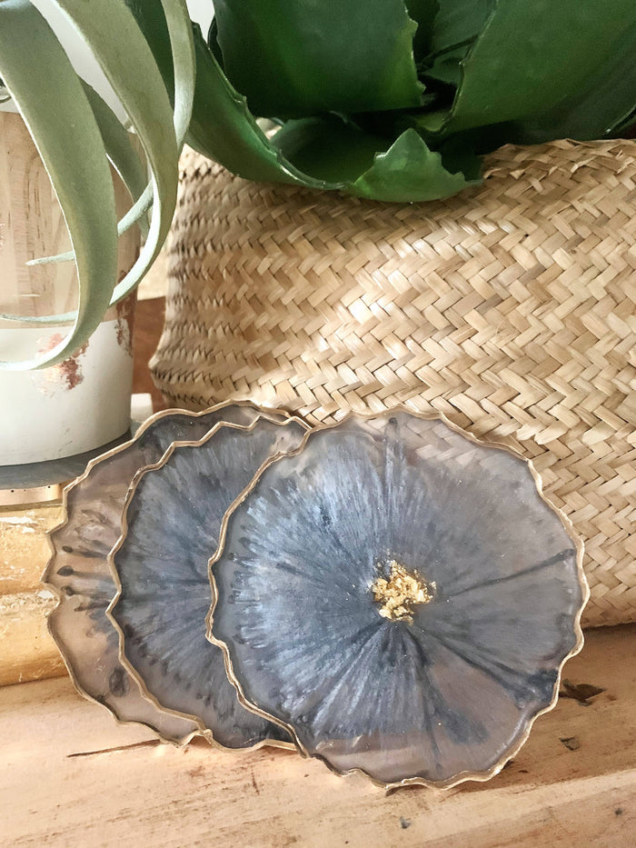 Round Geode Lavender Coaster Set