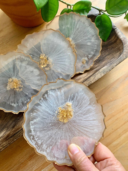 Round Geode Lavender Coaster Set