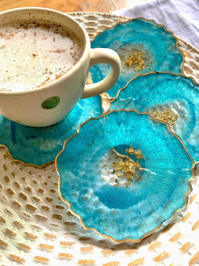 Round Geode Lavender Coaster Set