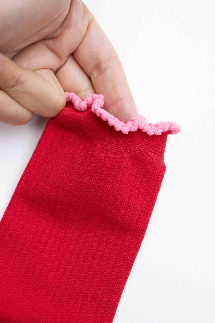 Ruffle Edge Cotton Blend Socks