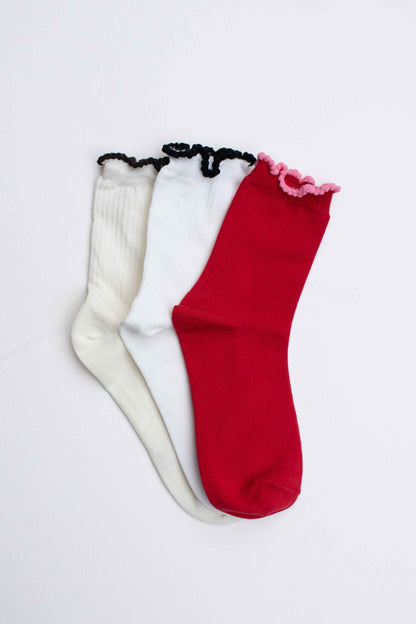 Ruffle Edge Cotton Blend Socks