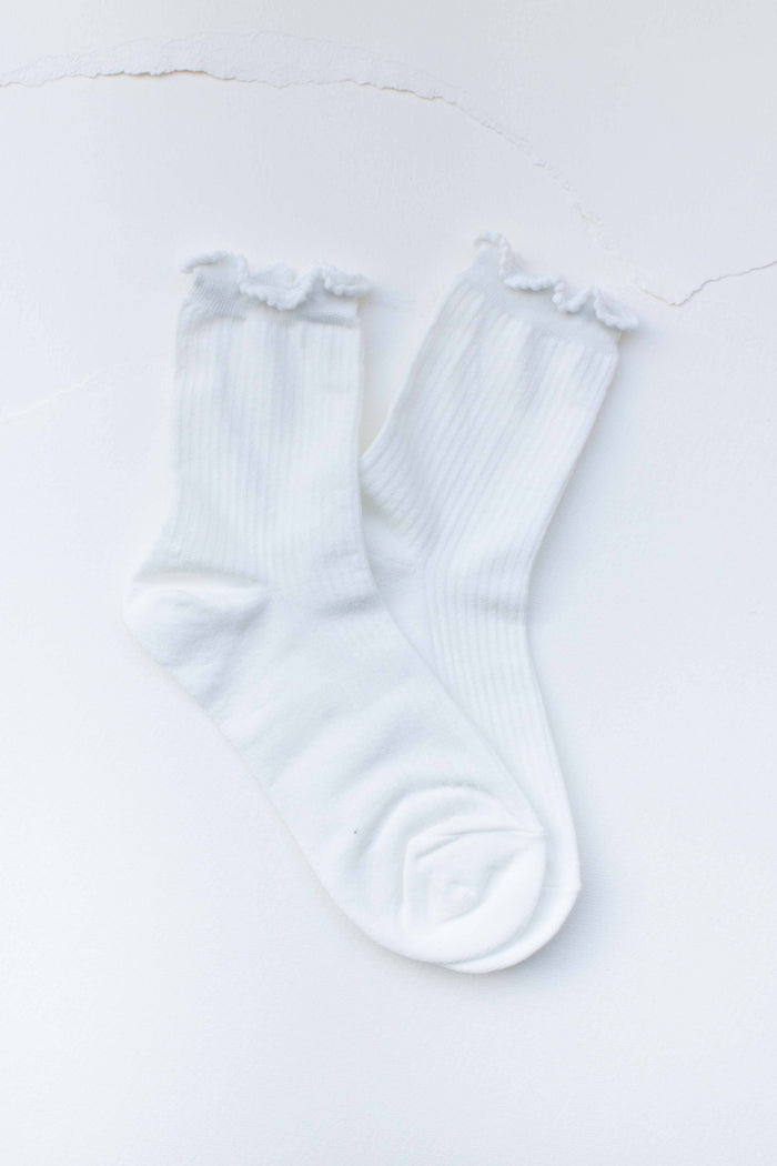 Ruffle Edge Cotton Blend Socks