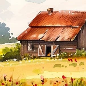 Rustic Meadow Cottage on 16x4 Inch Porcelain Tile | Dual Finish Charm