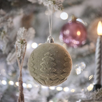 Set of 2 Green Velvet Christmas Baubles