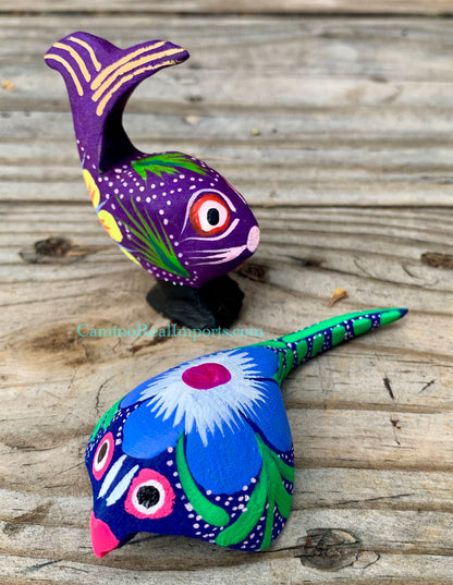 Set of 2 Mexican Alebrije Fish and Sting Ray ST2ABJ007
