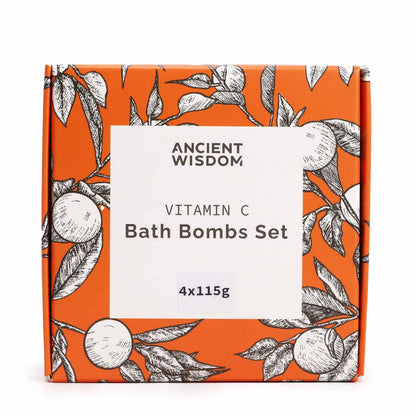 Set of 4 Vitamin C Bath Bombs – Aromatherapy Quartet 🇬🇧