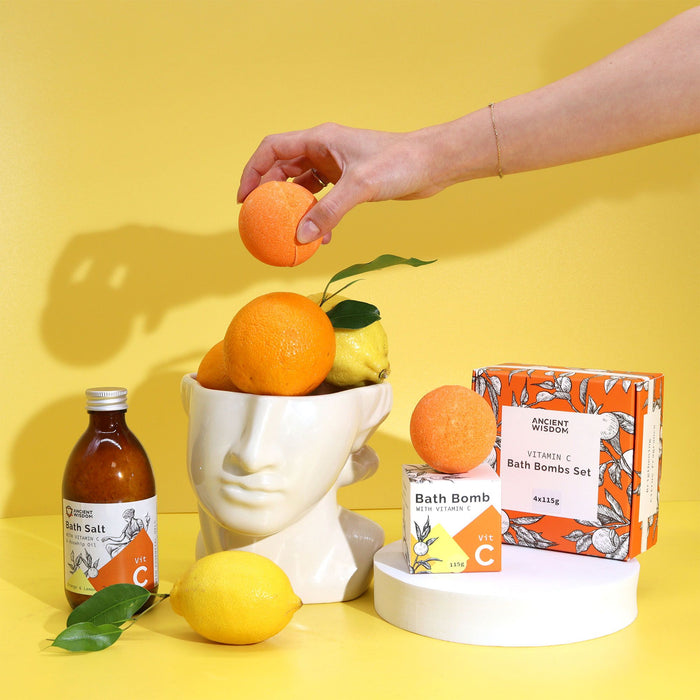 Set of 4 Vitamin C Bath Bombs – Aromatherapy Quartet 🇬🇧