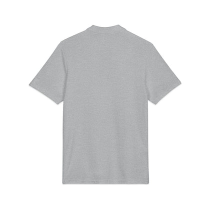 Shield Polo Shirt — Classic Crest Logo on Heather Gray (Heat Press)