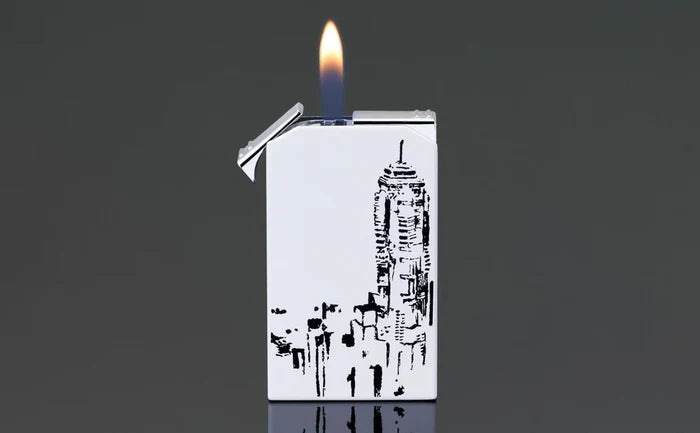 Siglo Hong Kong Skyline Tattoo Design Twin Single Torch and Soft Flame Lighter - 10011376
