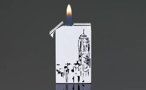 Siglo Hong Kong Skyline Tattoo Design Twin Single Torch and Soft Flame Lighter - 10011376