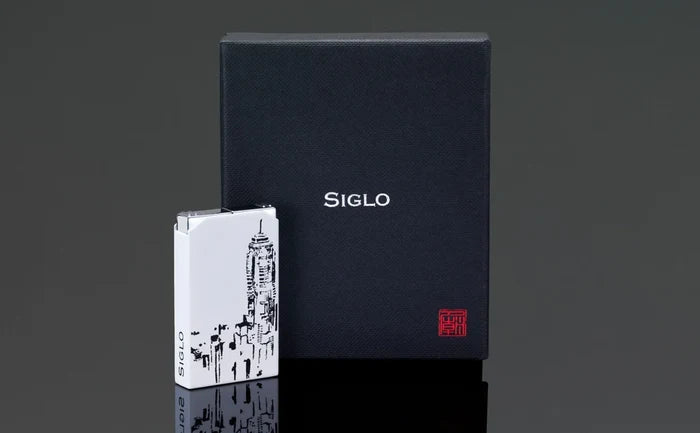 Siglo Hong Kong Skyline Tattoo Design Twin Single Torch and Soft Flame Lighter - 10011376