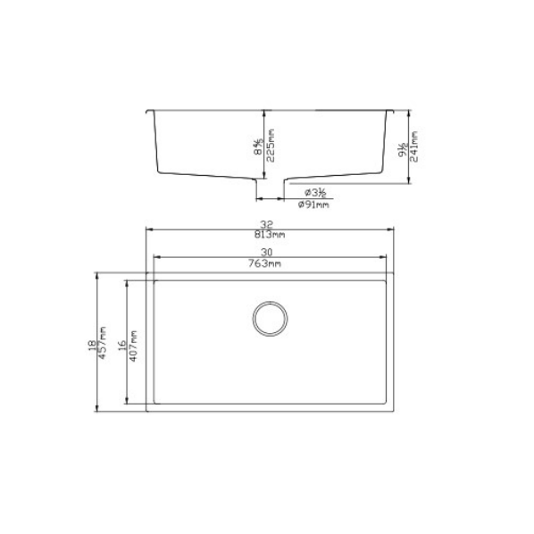 Sintered Stone Undermount Kitchen Basin 810*460*226mm