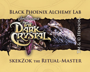 Promotional graphic for Black Phoenix Alchemy Lab's 'The Dark Crystal' featuring Skekzok the Ritual-Master.