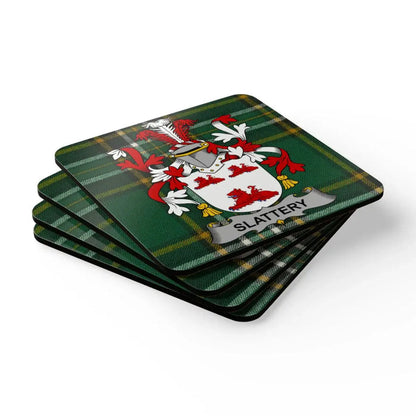 Personalized Slattery Family Crest Coaster Set