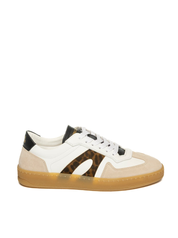 NATIONAL STANDARD Sneaker pelle bianco/animalier ED.33 WOM.020-BIA/ANIMAL