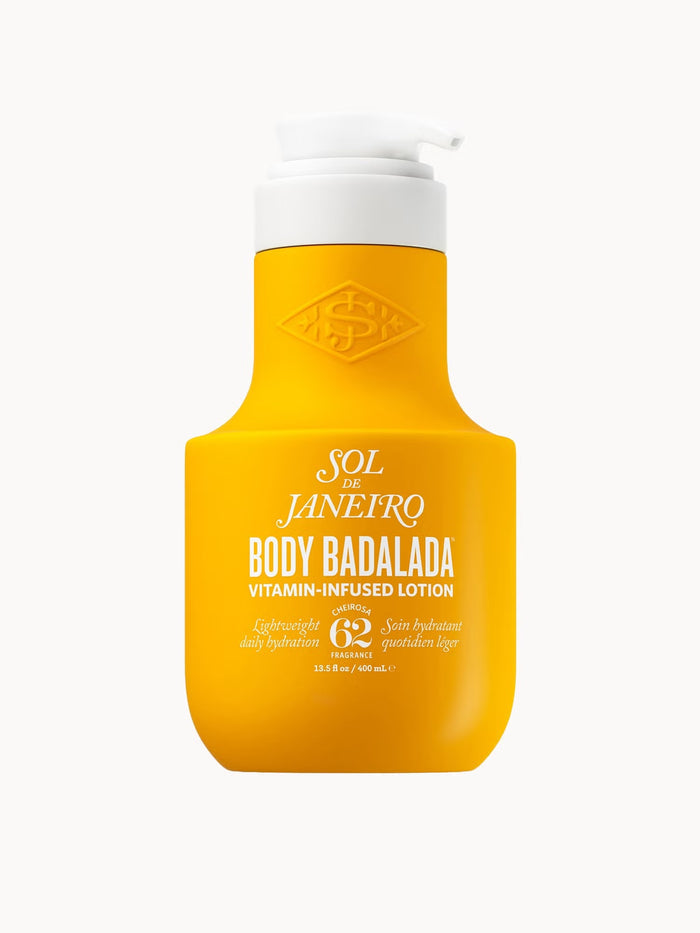 Sol de Janeiro Body Badalada Vitamin Infused Body Lotion bottle with 400ml size and vibrant packaging, moisturizing skin naturally.
