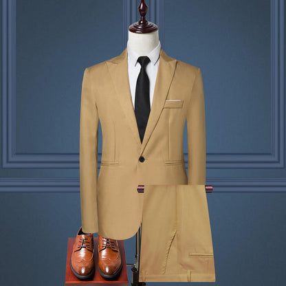 Solid Color Leisure Suits For Men Two-piece Set
