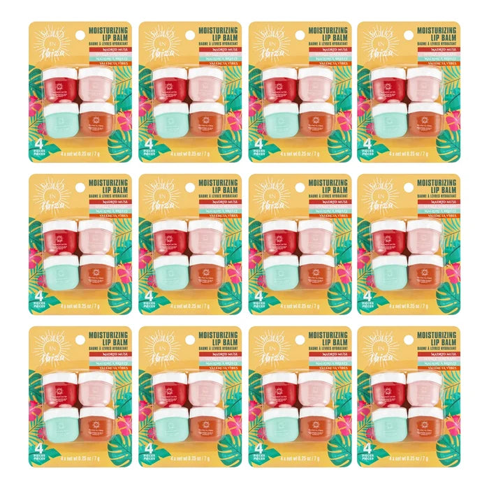 Solo en Ibiza Moisturizing Lip Balm Pots Bulk Set – 12 pack Hydrating Lip Balms – Wholesale Lip Care Gift Set
