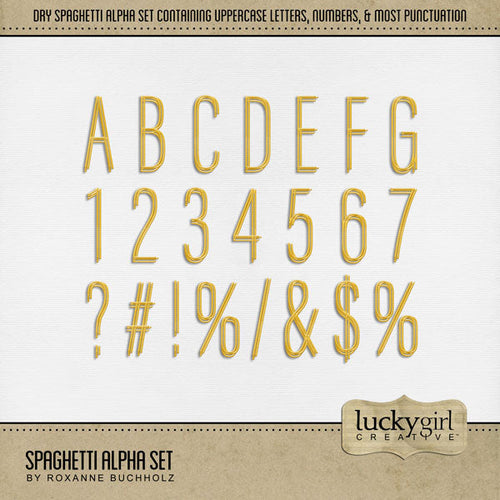 Showcase your favorite food, meals, restaurants, recipes, and cookbook favorites with these fun digital scrapbooking alphabet letters, numbers, and punctuation by Lucky Girl Creative digital art great for creating one-of-a-kind page titles. Great for family meals, trips to Italy, eating noodles, and dinners out at your favorite Italian restaurant. This alpha set consists of a full set of digital art uppercase letters A-Z and numbers 0-9.
