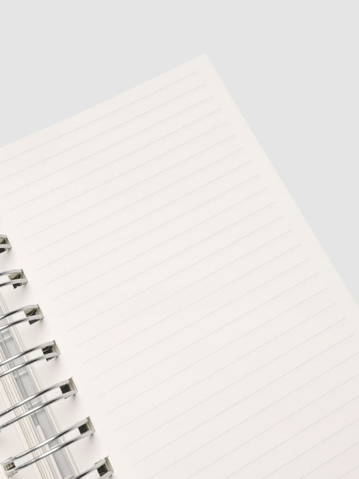 Spiral Notebook in size CP Petite with Lined Notes interior showing close up of right page.