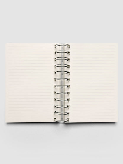 Spiral Notebook in size CP Petite with Lined Notes interior shown open displaying both left and right pages.