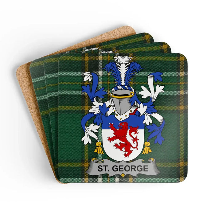 Tartan Irish surname tartan coaster with crest-style emblem