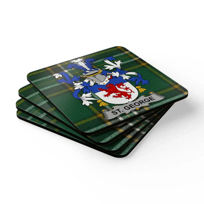 St. George Family Crest Tartan Coaster Set