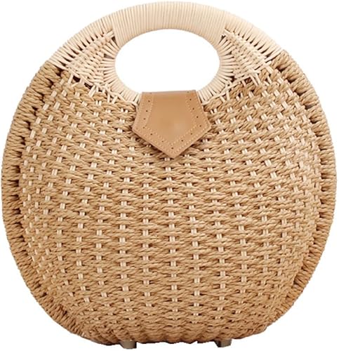 Beige seashell raffia handbag by Grace Beauty featuring a stylish summer bag design with natural woven textures.