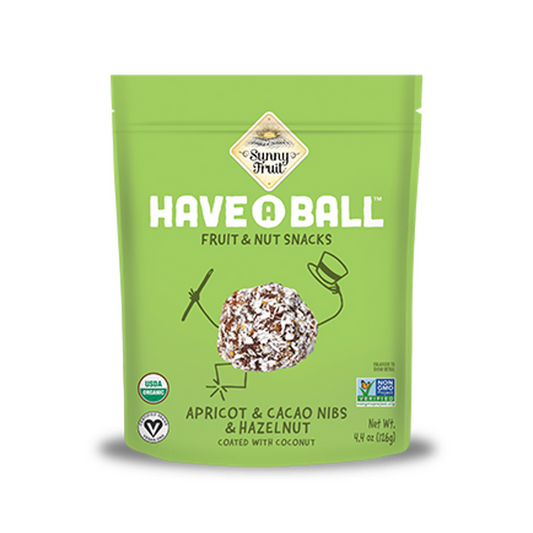 Sunny Fruit Organic Have a Ball Fruit & Nut Snacks Apricot & Cacao Nibs & Hazelnut 126g
