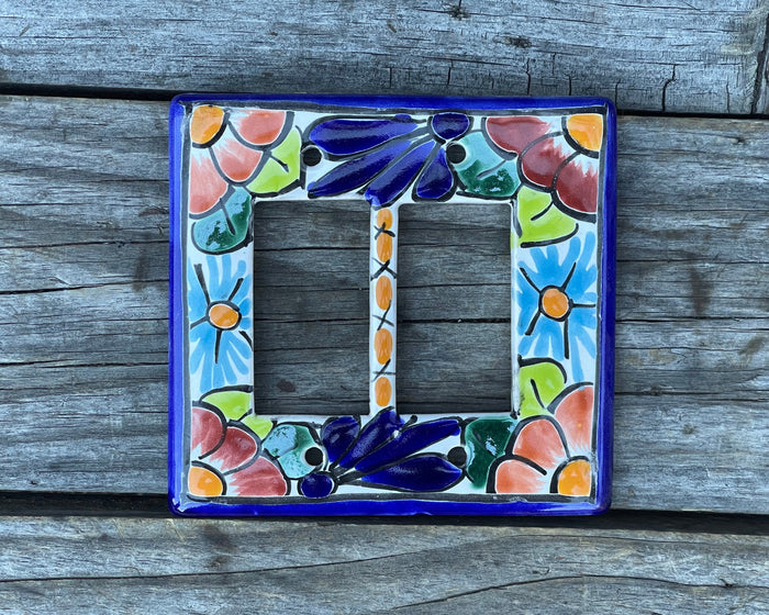 Talavera Pottery Double Rocker Switch Plate TDRSP032