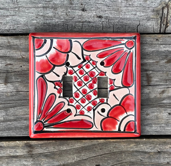 Talavera Pottery Double Toggle Switch Plate TTSPDB009