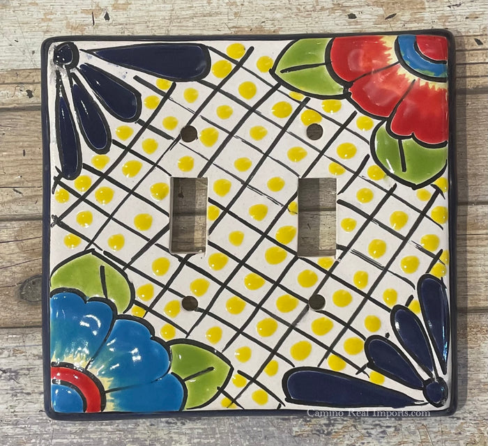 Talavera Pottery Double Toggle Switch Plate TTSPDB010