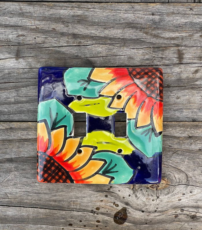 Talavera Pottery Double Toggle Switch Plate TTSPDB026