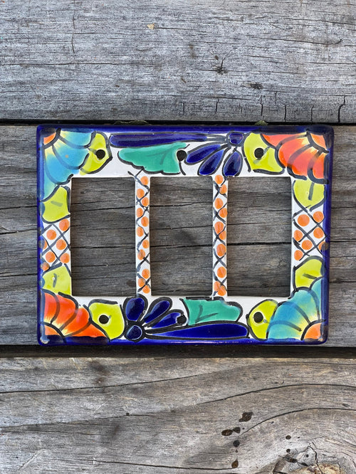 Talavera Pottery Triple Rocker Switch Plate T3RSP013