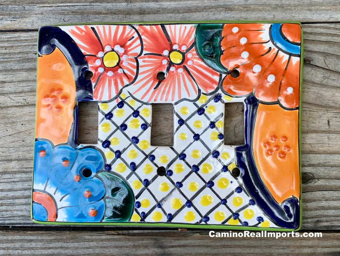 Talavera Pottery Triple Toggle Switch Plate T3TSP001
