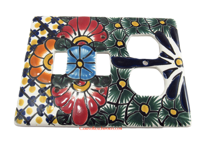 Talavera Switch Plates With Two Toggle Switch Slots And 2 Outlets TDSPS002